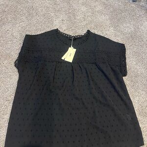 Amazon Black Lace Trim Blouse NWT